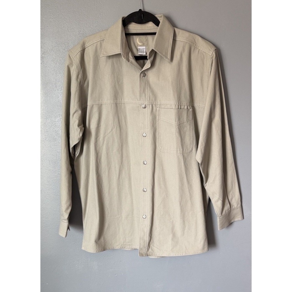 Marlboro‎ Gear 1999 Going to the Ranch Button Up Shirt Mens Medium Vintage Khaki